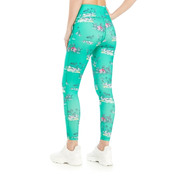 Crown & Ivy Womens Green Tropical Leggings (S) - Picture 2 of 8